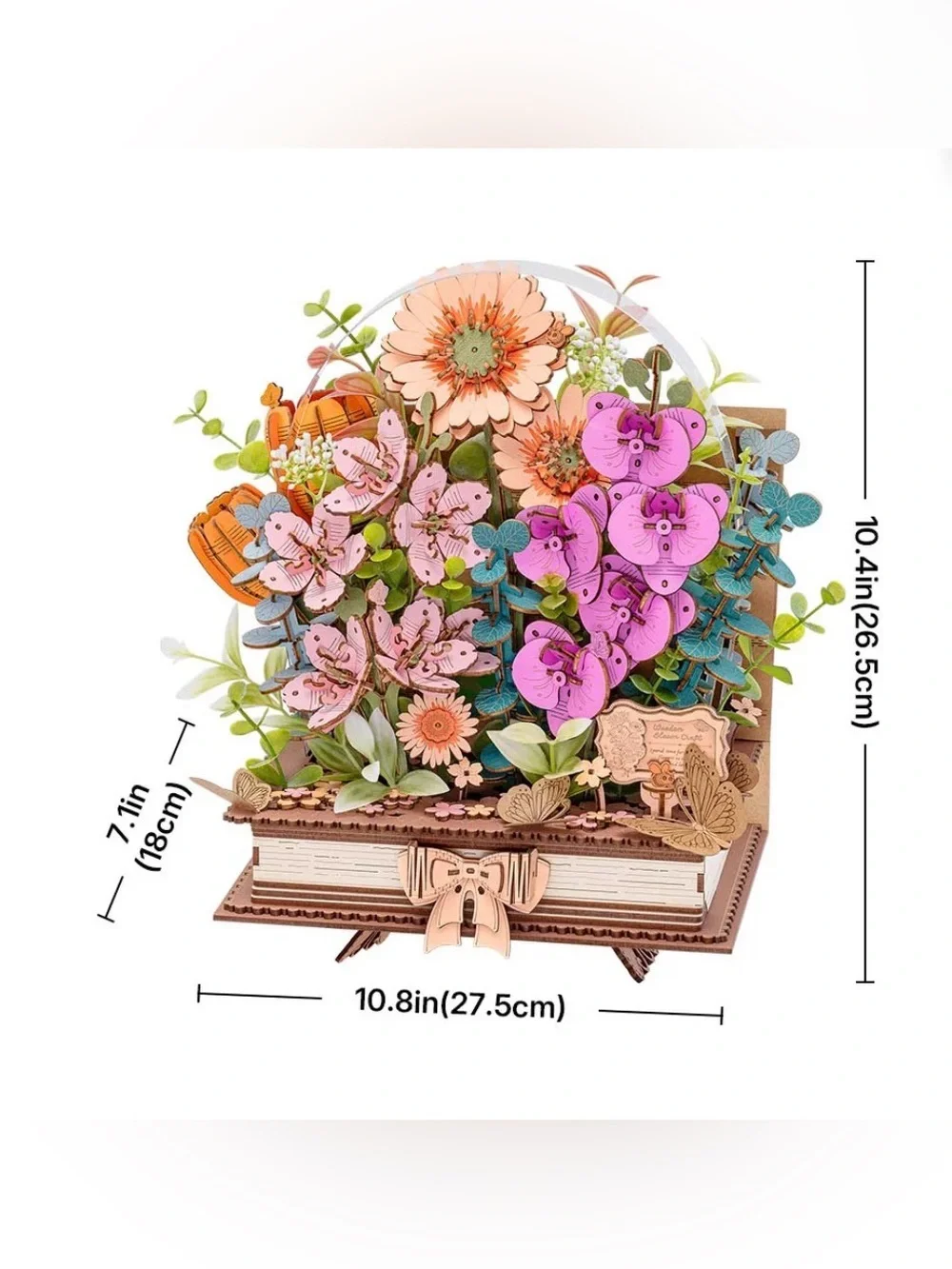 Rowood Wooden Blooming Book DIY Flower Bouquet 3D 552 Piece Puzzle TW04H New